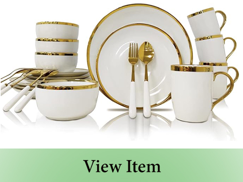 AXYWINBO Dinnerware Sets-24-Piece Plates and Bowls Sets for 4,White Modern Porcelain Dish Set Contain Dinnerware & Accessories for Wedding and Housewarming Gifts on mi-store mistore