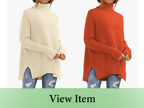 EFAN Trendy Oversized Turtleneck Sweater for Women Long Knitted Cozy Pullover Sweaters